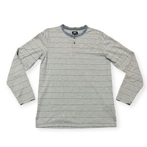 Men's O'Neill Surf Henley Blue Gray Stripe Size Medium
